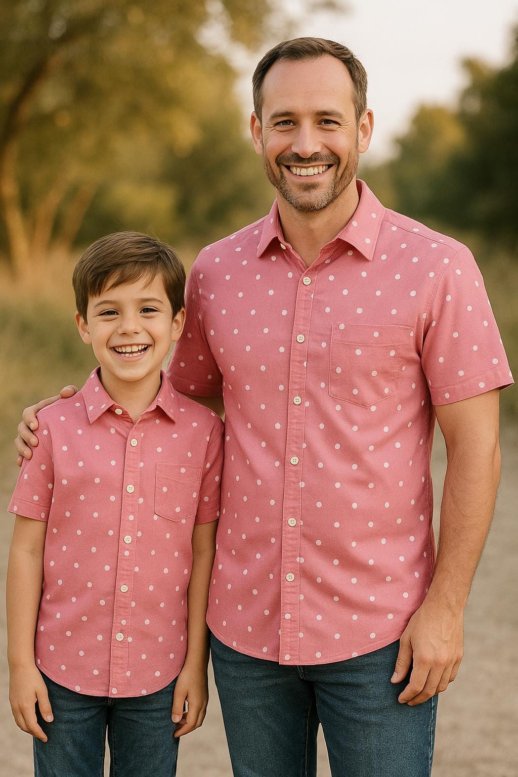 Pink Polka Dot Vater & Sohn Passende Shirts, Und Outfit, Papa Ich Vatertagsgeschenk Pink Polka Dot Vater & Sohn Passende Shirts, Und Outfit, Papa Ich Vatertagsgeschenk von TinyTotsKids