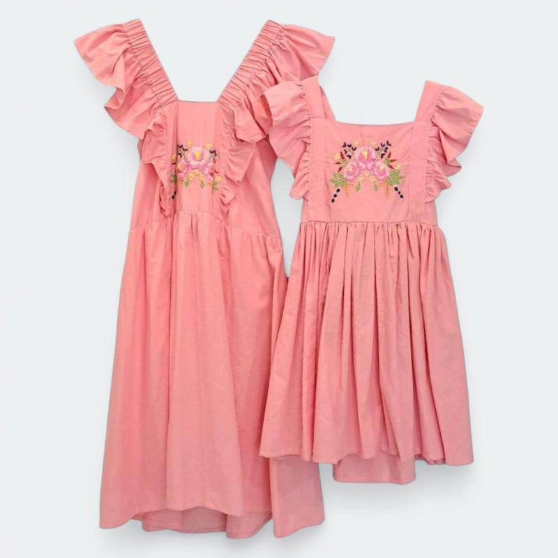 stickerei Mommy & Me Kleider | Pink & Passende Outfits Mutter Und Tochter Kleid Rosa Muttertagsgeschenk von TinyTotsKids