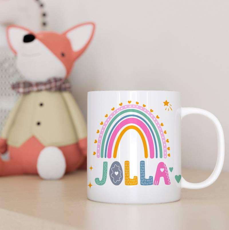 Personalisiertes Mädchen Geschenk Mädels T-Shirt Tasse Regenbogen T-Shirt Zum Geburtstag Personalisierte Boho Tshirt von TinyshineDE