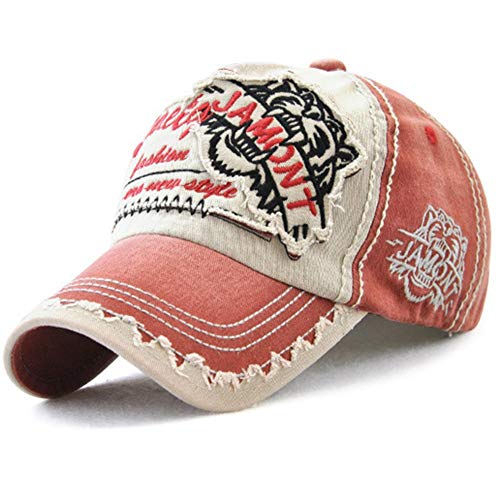 Tioamy Baseball Kappe Basecap Unisex einstellbare Retro Baseball Hut Freizeit Cap modischste Cotton Cap Schreiben Outdoor Hut für Männer und Frauen, Einheitsgröße, Rotwein von Tioamy