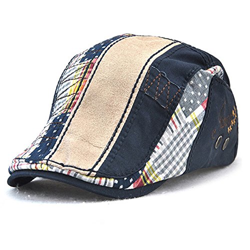 Tioamy Schirmmütze Kappe Unisex Mütze Stickerei Damen Herren Mütze Flatcap Sportmütze Newsboy Cap Beret Cap Cabbie Cap, 10x10x3, Dunkelblau von Tioamy