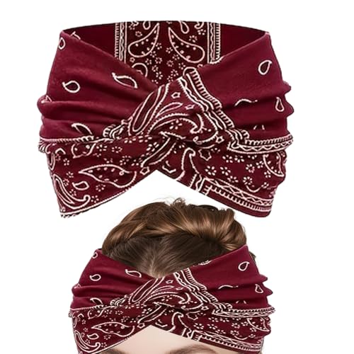 Boho Haarbänder Für Damen - Gedrehtes Turban Design Haarband - Weicher Blumen Druck Haar Accessoires fuer Yoga Outdoor Fitness Hochzeit Event Maedchen von Tioheam