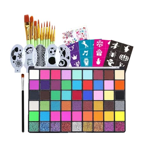 Gesichtsfarben Set | Abwaschbare Gesichtsbemalung Schablonen Set - Wiederverwendbare Körperfarbe Set Zubehör Make up Accessoires für Feste Feiertage Partys Halloween von Tioheam