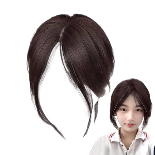 Haaransatz Mittelscheitel Seitlicher Pony | Kunsthaar Pony Haarteil Für Mittel Und Seitenscheitel | Volumenverstärkendes Zubehör Natürlich Aussehende Atmungsaktige Perücke Für Damen Reisen von Tioheam