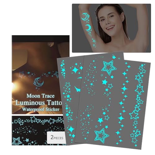 Leuchtende Temporäre Sticker,Wasserdichte Glitzer Aufkleber Für Make-up - Langhaftend Schweißfest Für Damen Festivals Gesicht Arme Schultern Knöchel Leuchtende Temporäre Sticker,Wasserdichte Glitzer Aufkleber Für Make-up - Langhaftend Schweißfest Für Damen Festivals Gesicht Arme Schultern Knöchel von Tioheam