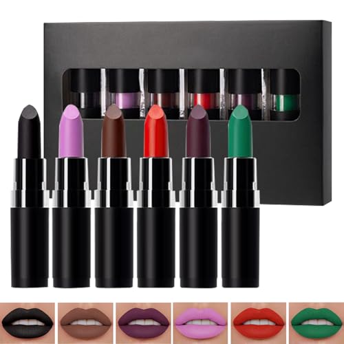 Lippenfarbe Set Für Cosplay, Finish Goth Lippen Gloss Set, Langlebiger Lippenstift für Karneval Maskenball und Festivals von Tioheam