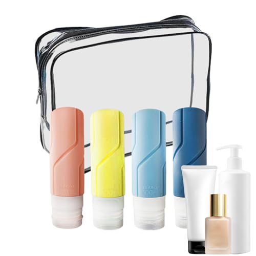 Make-up-Entferner-Reiseflasche,100 ml auslaufsicheres Behälterset in Reisegröße, nachfüllbare Make-up-Flaschen aus Silikon | Aufbewahrungsflaschen für Toilettenartikel für Shampoo, Handwäsche, Tioheam von Tioheam