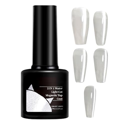 Nagelgel-Lack | 7ml Magnetischer Wasserlicht Topcoat Effekt | 2 in 1 Glitzer Topcoat Für Damen Maniküre Salon Hochzeit Urlaub von Tioheam