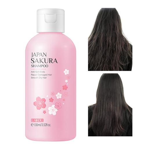 Sakura Haarwachstumsshampoo | 100 ml natürliches Volumen-Shampoo - Shampoo zur Vorbeugung von Haarausfall für Männer und Frauen, Haarpflege für krauses, raues und lockiges Haar Tioheam von Tioheam