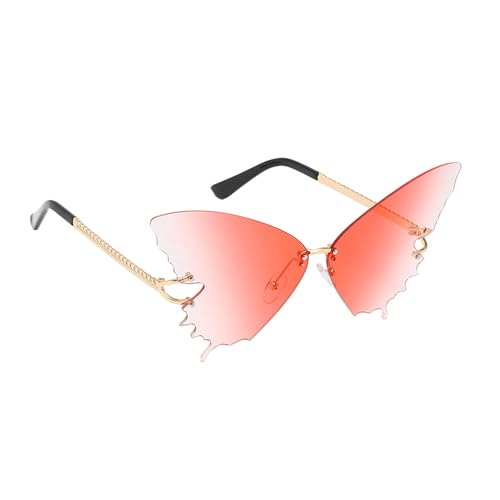 Tioheam Damensonnennenbrillen | Blendschutz Brillen,Schmetterlingsform Rahmenlose Übergröße Sonnenbrille Damen Anti-Blendung Stilvoll für Auto Urlaub Sommer Outdoor von Tioheam