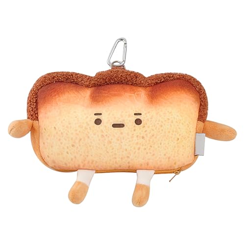 Tioheam Plüsch-Geldbörse, Toast-Geldbörse,Toast-Geldhalter mit Reißverschluss - Plüsch-Rucksack-Anhänger, niedliche Münztasche, kleine Geldbörse für Frauen und Mädchen von Tioheam