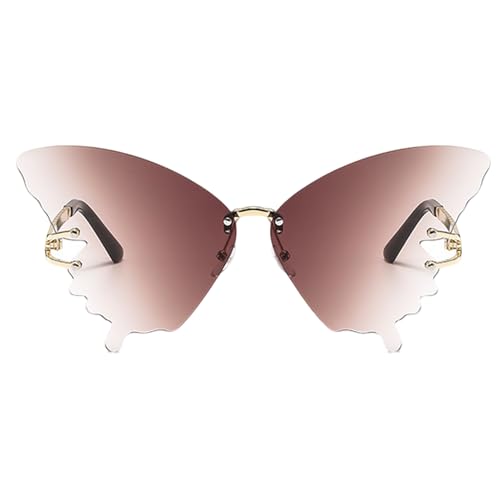 Tioheam Schmetterlingsbrille,Blendschutz Brillen | Schmetterlingsform Rahmenlose Übergröße Sonnenbrille Damen Anti-Blendung Stilvoll für Auto Urlaub Sommer Outdoor von Tioheam