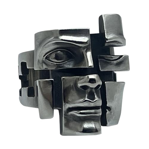Tioheam Schmuckringe - Verstellbare Damenringe - Vintage 3D Gesicht Abstract Schmuck Gothic Schmuck für Urlaub Festlichkeiten Alltag Hochzeit von Tioheam