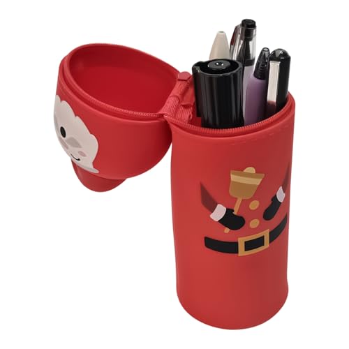 Tioheam Steh Stiftetui,Weihnachtsmann Silikon Aufbewahrungsbox,Stylische Stiftetasche Ästhetische Federmäppchen | Für Klassenzimmer College Schreibtisch Schüler Lehrer Teenager Geburtstag von Tioheam