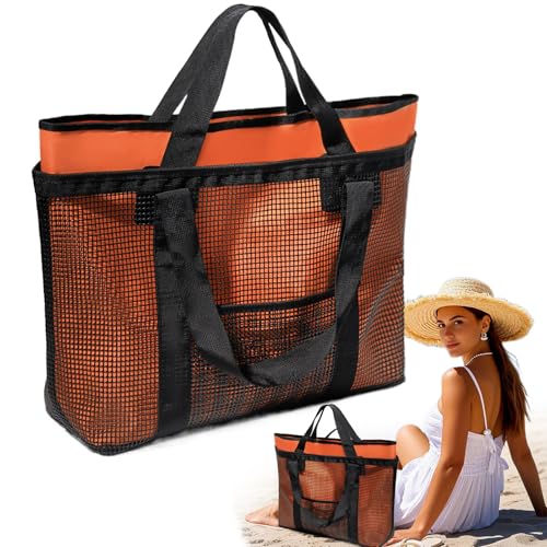 Tioheam Strandtasche,Mesh Reisetasche Strandtasche - Wasserdichte Leichte Damen Tagesrucksack Mit Karabinerhaken Reisezubehör Für Kinder Mädchen Erwachsene von Tioheam