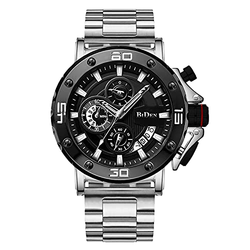 Tiong Herren Uhr Edelstahl Chronograph Quartz Wasserdicht Business Zifferblatt Armbanduhr Datum Kalender für Männer… von Tiong