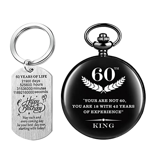 Tiong Inspirierende Taschenuhr mit Kette für 60. Geburtstag Geschenke Geburtstag Keepsake Geschenke mit Geschenk-Box von Tiong