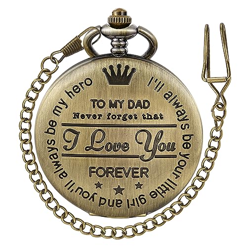 Papa Geschenke für Vatertag Gravierte Taschenuhr für Vatertag Geburtstagsgeschenk Herren Quarz Taschenuhr mit Kette von Tiong