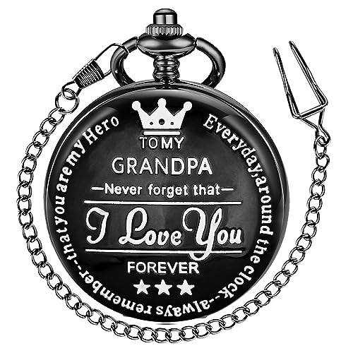 Taschenuhr mit Gravur I Love You für Meinen Sohn/Tochter/Enkel/Opa/Papa/König/Ehemann, Quarz-Taschenuhr mit Kette Geschenk von Tiong