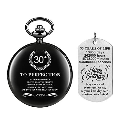 Tiong Inspirierende Taschenuhr mit Kette für 13/16/18/21/30/40/50/60 Geburtstagsgeschenke Geburtstag Andenken Geschenke mit Geschenkbox, 30., Klassisch Tiong Inspirierende Taschenuhr mit Kette für 13/16/18/21/30/40/50/60 Geburtstagsgeschenke Geburtstag Andenken Geschenke mit Geschenkbox, 30., Klassisch von Tiong