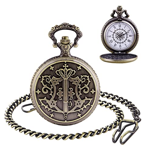 Tiong Alice im Wunderland Taschenuhr und Halskette Schmuck Kostüm Gothic Lolita Zubehör für Mädchen Geburtstag Weihnachten Geschenk, bronze von Tiong