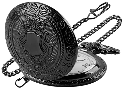 Tiong Black Shield Herren Taschenuhr Arabische Ziffern Digitale Skala Herren Quarz Taschenuhr Herren Quarz Taschenuhr mit Kette, Mb-cfj009… von Tiong