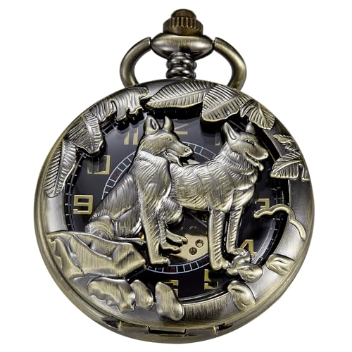 Tiong Mechanische Taschenuhr für Herren, mechanisches Uhrwerk, römisches digitales Zifferblatt, Taschenuhr, PWM09, modisch von Tiong