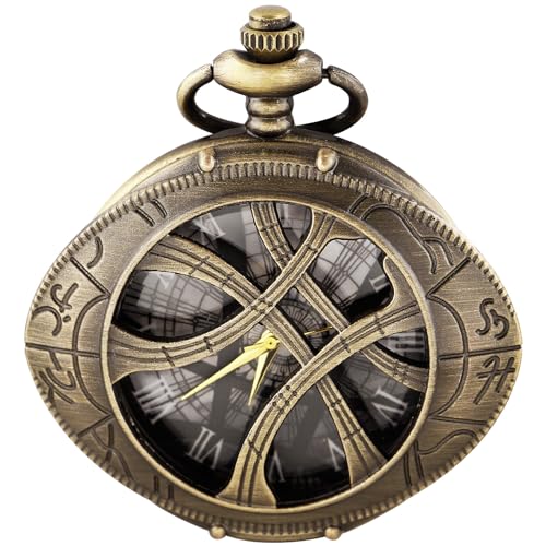 Tiong Doctor Strange Taschenuhr für Herren, einzigartiges Auge von Agamotto, rundes Gehäuse, durchbrochene Schüler, Gravur, Design, Taschenuhren für Jungen, Dr. Strange-Gold, Modern von Tiong