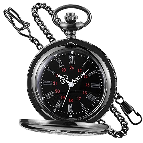 Klassische Glatte Stahl-Taschenuhr, Quarz, römische Ziffern, Herren und Damen, Taschenuhr mit 35,6 cm Kette Geschenk von Tiong