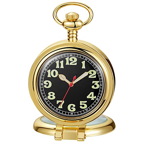 Tiong Mechanische Taschenuhr aus Edelstahl, römisches digitales Zifferblatt, mechanische Taschenuhr für Herren, MPW146-UK, 复古 von Tiong