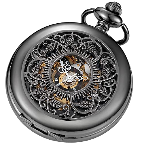 Vintage Mechanische Taschenuhr Steampunk Klassisches Muster Design Herren Taschenuhren mit Kette Geburtstagsgeschenk von Tiong