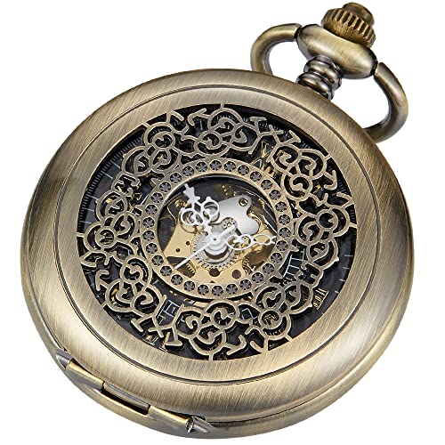 Vintage Mechanische Taschenuhr Steampunk Klassisches Muster Design Herren Taschenuhren mit Kette Geburtstagsgeschenk von Tiong