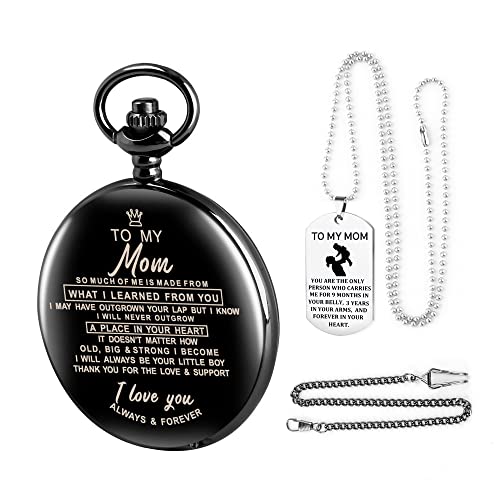 Tiong Geschnitzte Mutter Quarz Taschenuhr mit Anhänger, Uhr, Geschenk, Männer Taschenuhr, Cf03-Mom von Tiong