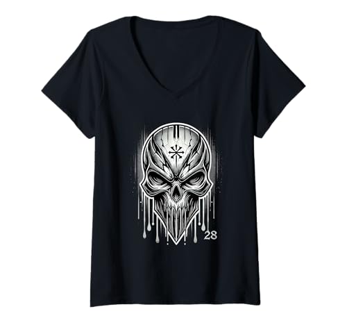 Damen Viva Los Tioz - Skull T-Shirt mit V-Ausschnitt von Tioz