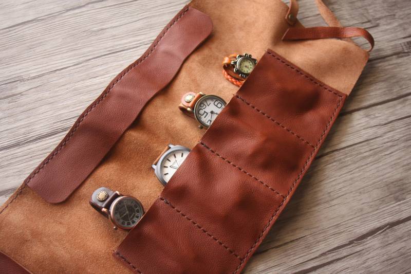 Hand Genähte Vollrindleder Uhrenrolle Stift - & Werkzeugtasche von TipLeather