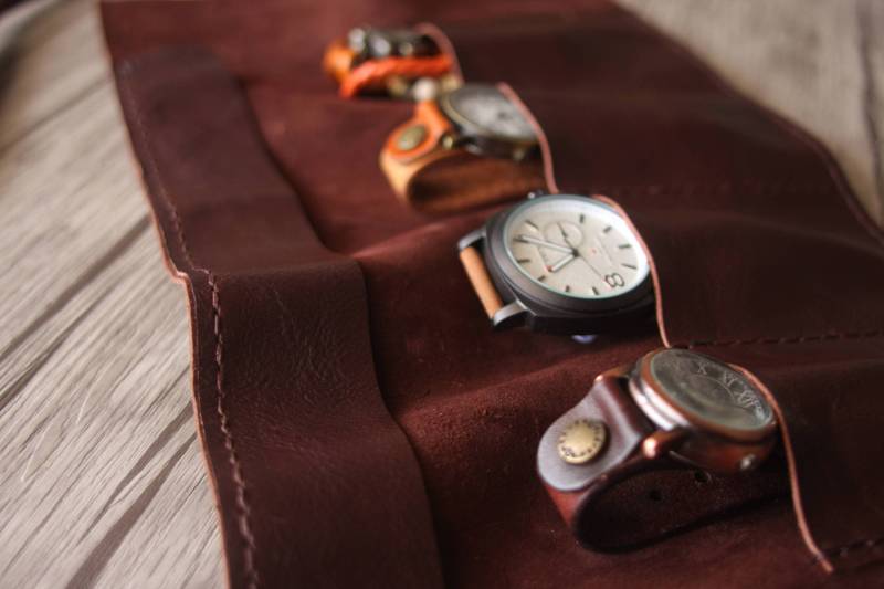 Handgenähte Uhrenrolle Aus Echtem Leder Reiseuhr-Etui von TipLeather