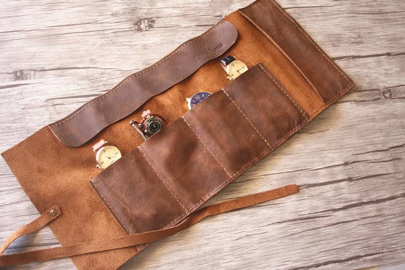 Handgenähte Uhrenrolle Aus Echtem Leder Reiseuhr-Etui von TipLeather