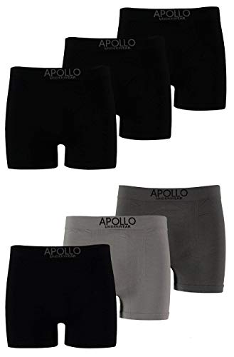 6 Apollo Boxershorts,Pants,Retroshorts,Seamless, Nahtlos und Körperbetonend, Unterwäsche für Herren mit Anti-Loch-GARANTIE (4 x Schwarz 1 x Anthrazit 1 x Grau, XL) von TippTexx 24