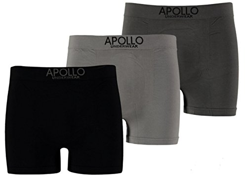 9 Stück Apollo Boxershorts,Pants,Retroshorts,Seamless, Nahtlos und Körperbetonend, Unterwäsche für Herren mit Anti-Loch-GARANTIE (Schwarz Anthrazit Grau, M = 5) von TippTexx 24