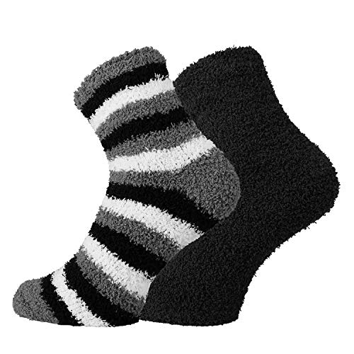 Kuschel Socken für die ganze Familie, 2 Paar (Ringel-Schwarz, 24/29) von TippTexx 24