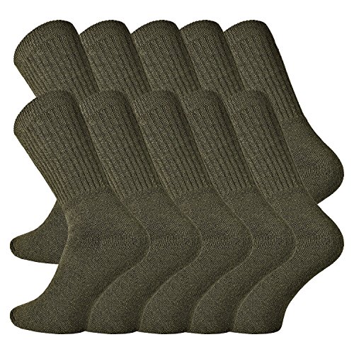 TippTexx 24 10 Paar Armysocken, Bundeswehrsocken, Outdoorsocken, Sportsocken, Arbeitssocken mit zusätzlicher Garantie, sehr robuste, schwere und haltbare Qualität ((39-42, Oliv-Grün) von TippTexx 24