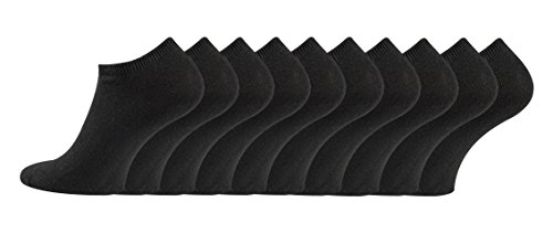 TippTexx 24 10 Paar kurze Sneakersocken/Anti-Loch-Garantie, Cotton Classic, handgekettelt (Schwarz, 37-42) von TippTexx 24