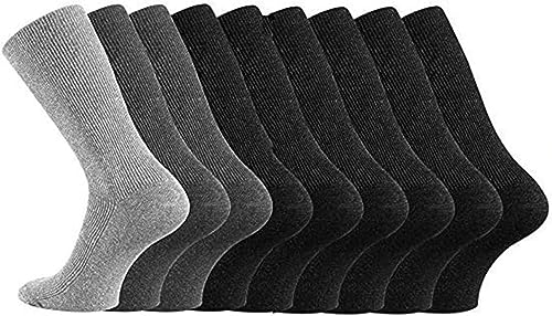 TippTexx 24 10 Paar unisex Gesundheitssocken ohne Gummidruck, Diabetiker geeignet und Anti-Loch-Versprechen(as3, numeric, numeric_43, numeric_46, regular, regular, Grau/Schwarz) von TippTexx 24
