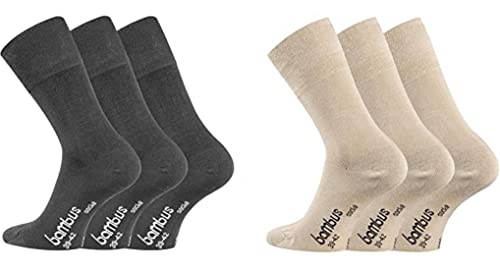 TippTexx 24 12 Paar Bambussocken Socken mit GERUCHS-KILLER Funktion und Antiloch-Garantie im Vorteilspack (as3, numeric, numeric_35, numeric_38, regular, regular, Schwarz/Beige) von TippTexx 24