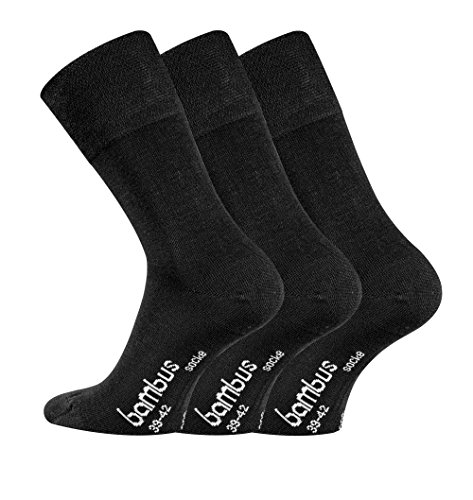 TippTexx 24 12 Paar Bambussocken Socken mit GERUCHS-KILLER Funktion und Antiloch-Garantie im Vorteilspack (as3, numeric, numeric_43, numeric_46, regular, regular, Schwarz) von TippTexx 24