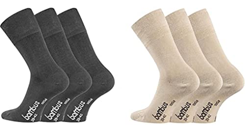 TippTexx 24 12 Paar Bambussocken Socken mit GERUCHS-KILLER Funktion und Antiloch-Garantie im Vorteilspack (as3, numeric, numeric_47, numeric_50, regular, regular, Schwarz/Beige) von TippTexx 24