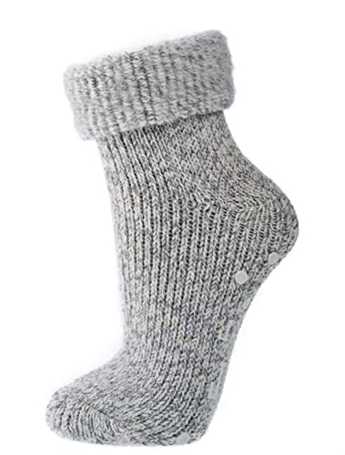 TippTexx 24 2 Paar ABS Stopper-Norweger-Socken mit Wolle für Damen und Herren (as3, numeric, numeric_35, numeric_38, regular, regular, Hellgraumelange, 35-38) von TippTexx 24