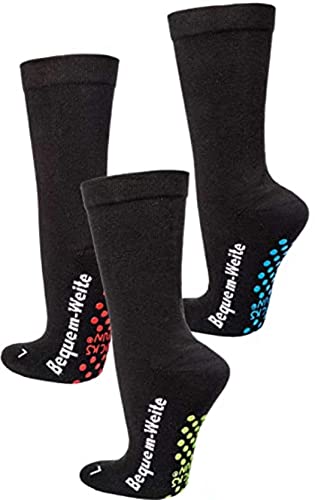 TippTexx 24 2 Paar antibakterielle Extra-Breite ABS-Socken mit Polstersohle. Für Menschen mit Fußproblemen mit ANTI-LOCH-GARANTIE(Schwarz, 39-42) von TippTexx 24