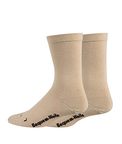 2 Paar Gesundheitssocken in Trichterform, EXTRA WEIT-BREIT mit zusätzlicher ANTI-LOCH-GARANTIE (Beige, 47-50) von TippTexx 24