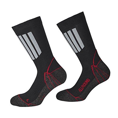 TippTexx 24 2 Paar Trekkingsocken, Wandersocken, Silbersocken anti Geruch(43-46, Rot-Grau-Schwarz) von TippTexx 24